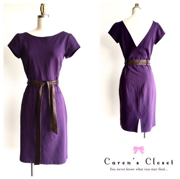 Theory Dresses & Skirts - Theory Purple Stretch Shift Dress w/ Leather Belt